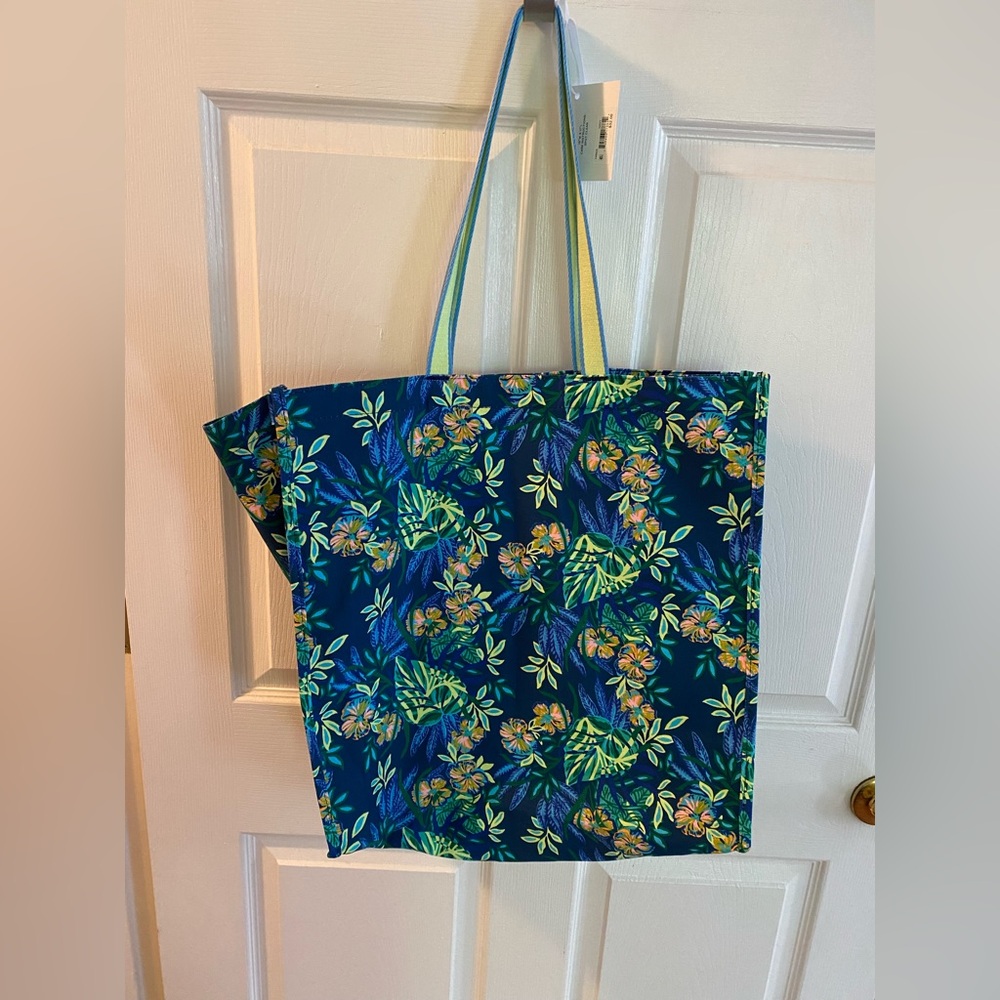 Lilly Pulitzer Navy Blue Tropical Eco Tote Bag
